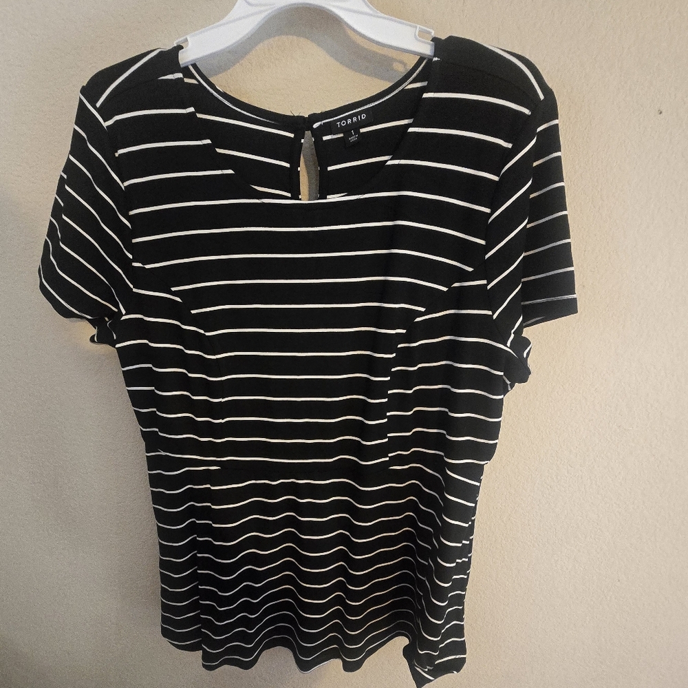 Torrid Black Striped Top